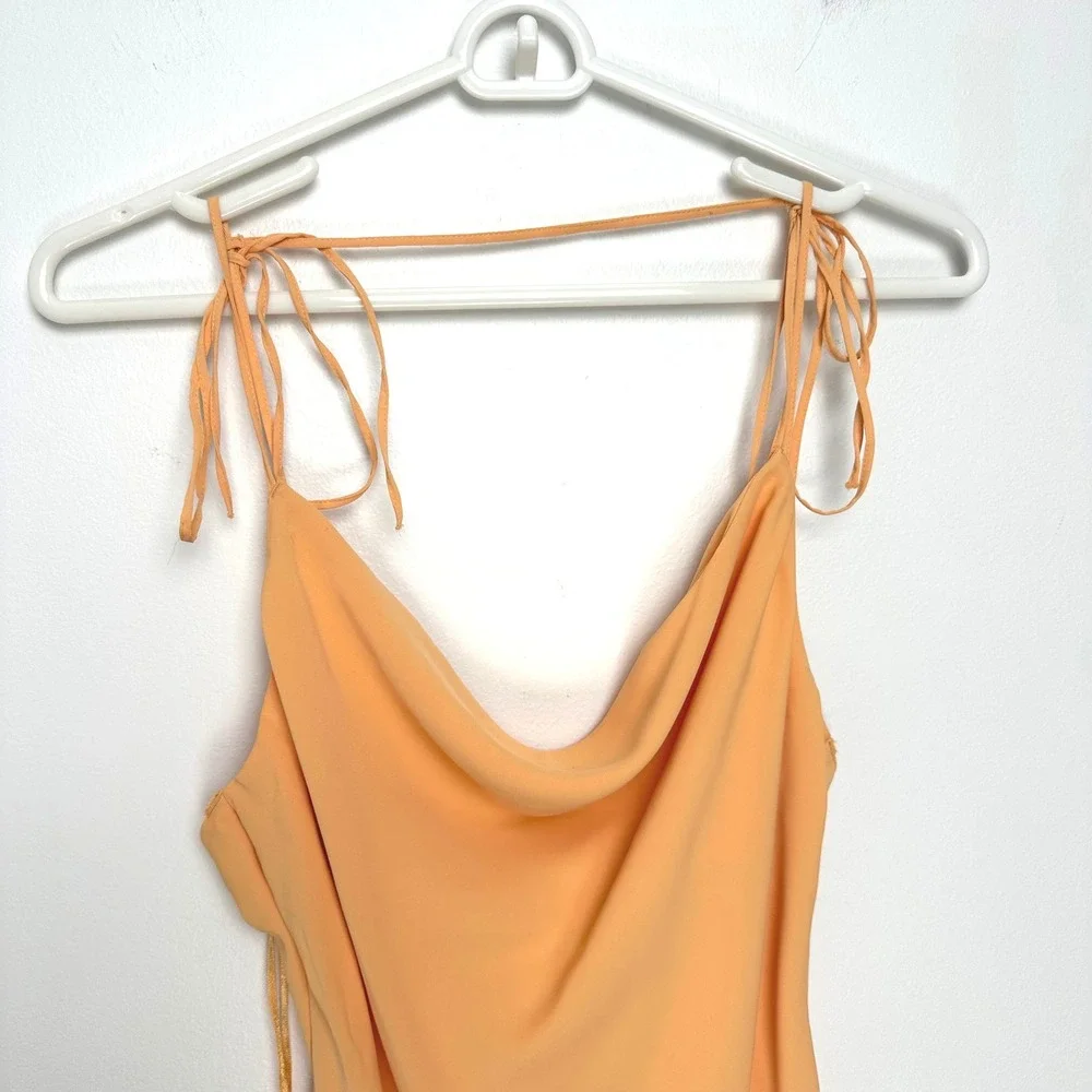 Abercrombie & Fitch Cowl Neck Tie String Slip Dress Orange Mini Dress SP